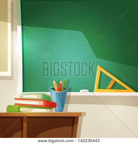 Classroom Cartoon Background. School Lesson Vector Illustration.  Education Design.Classroom Decorative Illustration.