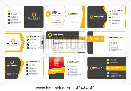 Set Of Modern Business Card Print Templates. Personal Visiting Card With Company Logo. Vector Illust