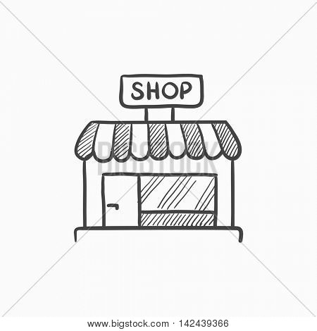 Shop store vector sketch icon isolated on background. Hand drawn Shop store icon. Shop store sketch icon for infographic, website or app.