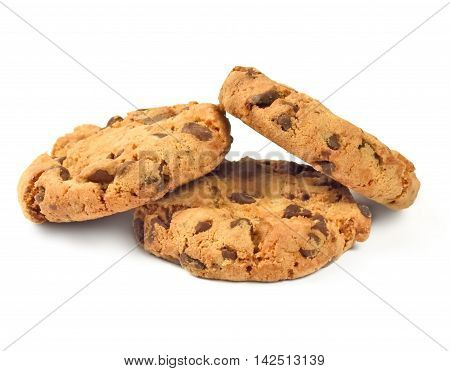 Fresh american cookies. chocolate cookies, isolated on white background.