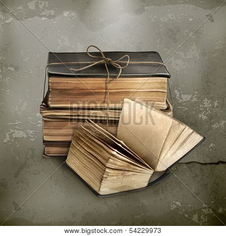 Stack of old books, old style vector