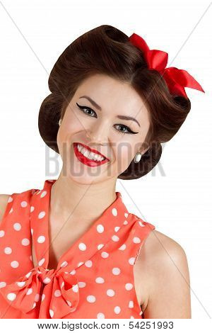 Smiling Pin Up Brunette Woman