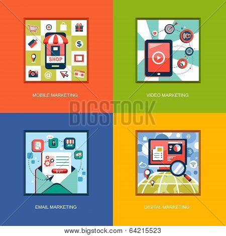 Set Of Flat Design Concept Icons