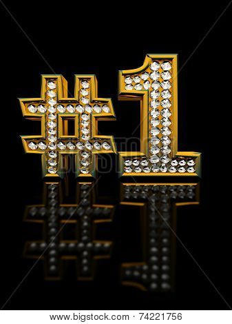 Modern numeral one isolated on black background