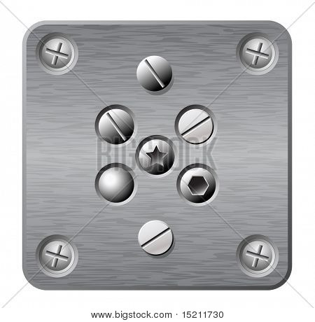 vector metal plate with screws and rivets