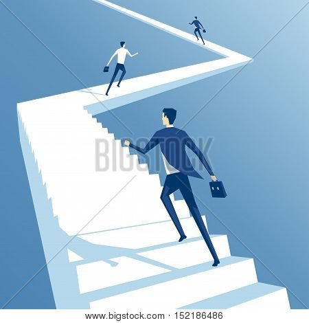 Business people run up the stairs employees climb up the stairs business concept competition and career growth