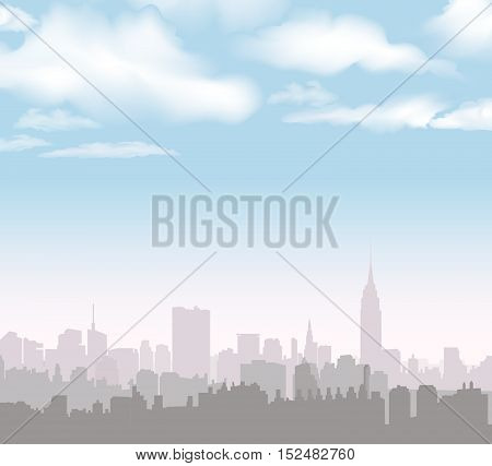 New York Skyline. USA City landscape. Cityscape in the early morning. Manhattan Skyline with Empire State Building