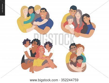 Happy International Family With Kids -family Health And Wellness -modern Flat Vector Concept Digital