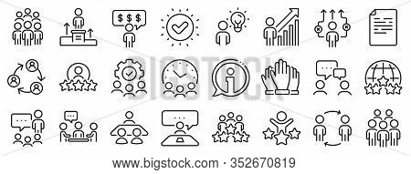 Team, Meeting, Job Structure. Business People Line Icons. Group People, Communication, Member Icons.