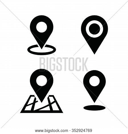 Set Of Pin Location Vector, Location Pin Icon Vector On White Background. Map Point Icon, Navigation