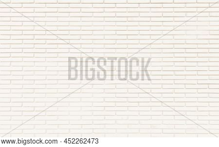 Cream White Brick Wall Texture Background. Brickwork And Stonework Flooring Backdrop Interior Design