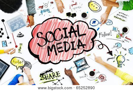 Group of Business People with Social Media Concept