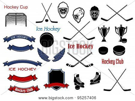 Ice hockey and heraldic symbols or items