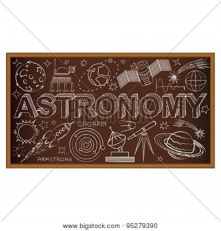 School board doodle with astronomy symbols. Vector illustration