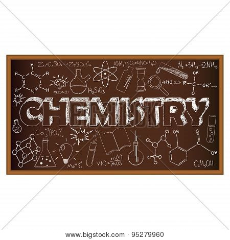 School board doodle with chemistry symbols. Vector illustration