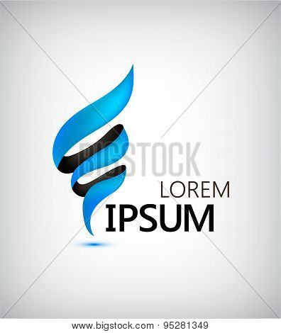 Business Finance Abstract Logo Design . Vector Spiral Blue Ribbon Isolated