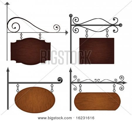 Set Of Wooden Sign