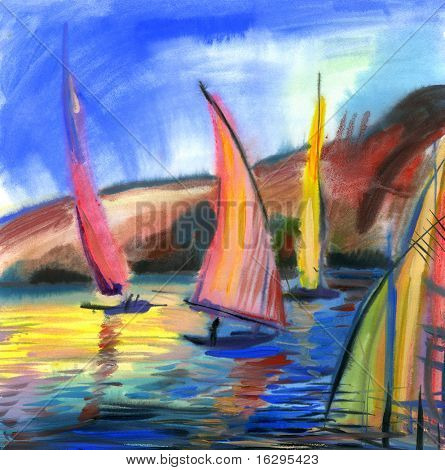 Sailing boats in the sea