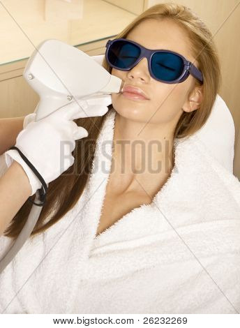 Laser hair removal in professional beauty studio. beauty parlor