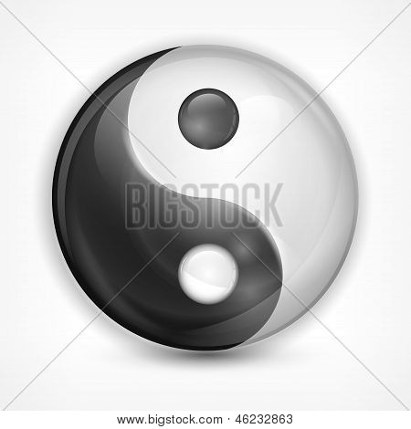 Yin Yang symboli valkoisella