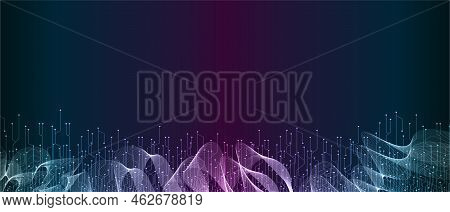 Geometric Graphic Connection Blue And Purple Vector Background. Lines Dots Vector Illustration. Futu