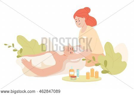 Cosmetologist Giving Facial Massage To Woman On White Background. Professional Beautician And Female