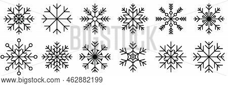 Snowflake Variations Icon Collection. Snowflake Icons Set. Snowflake Symbols. Snow Icon. Frost Winte