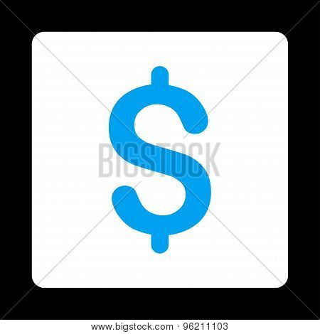 Dollar flat blue and white colors rounded button