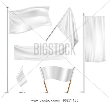 White flags pictograms collection