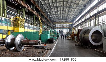 Manufacture Of Water Turbines. The Huge Machine Turbine Production. Large Parts Of The Plant.