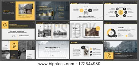 Yellow and black elements for infographics on a white background. Presentation templates. Use in presentation, flyer and leaflet, corporate report, marketing, advertising, annual report, banner.