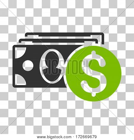 Cash icon. Vector illustration style is flat iconic bicolor symbol eco green and gray colors transparent background. Designed for web and software interfaces.