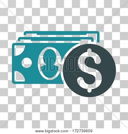 Cash icon. Vector illustration style is flat iconic bicolor symbol, soft blue colors, transparent background. Designed for web and software interfaces.