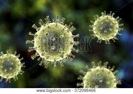 Varicella Zoster Or Chickenpox Virus, 3d Illustration. A Herpes Virus Which Cause Chickenpox And Shi