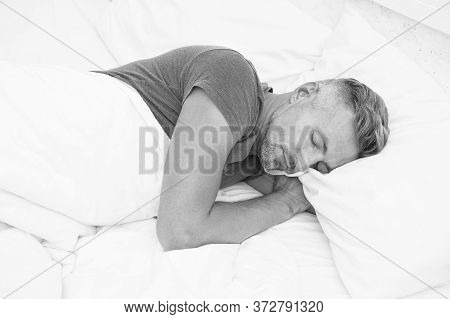 Relaxed Man. Promote Prevention And Management Of Sleep Disorders. World Sleep Day. Benefits Of Good