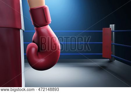 Red Boxing Gloves On The Ring 3d Illustration