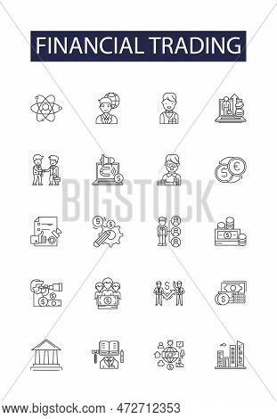 Financial Trading Line Vector Icons And Signs. Finance, Financial, Stocks, Bonds, Investing, Derivat