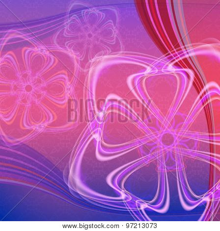 Abstract pink and violet background with color waves. 