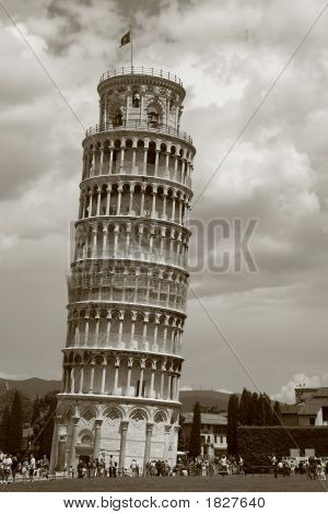 Leaning Tower Of Pisa In Sepia