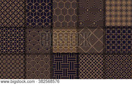 Geometric Seamless Patterns. Graphics Style Striped Texture, Vintage Maze Patterns, Geometric Stripe