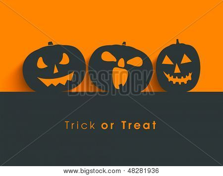 Poster, afiş veya Trick or Treat Cadılar Bayramı partisi için arka plan ile korkunç kabaklar.