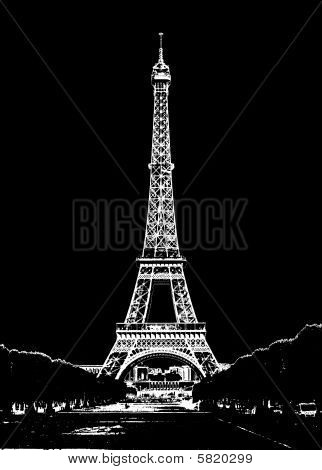 Eiffel Tower black and white