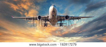 Landscape With White Passenger Airplane