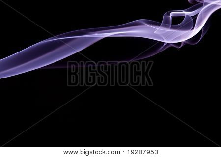 Purple smoke wisp rising against black background