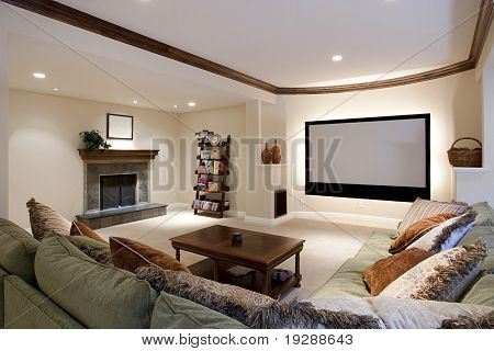 Wide angle of theater room