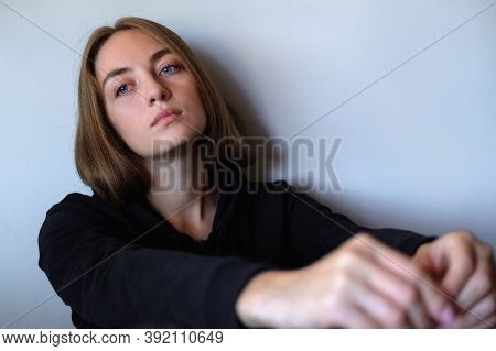 Young Beautiful Sad And Desperate Caucasian Woman Suffering Depression Looking Thoughtful And Frustr