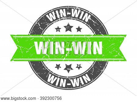 Win-win Round Stamp With Green Ribbon. Win-win