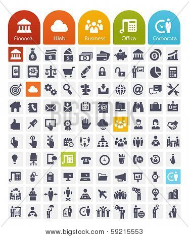 Business Related Icons Set - transparent quality icons : web, finance, office and people