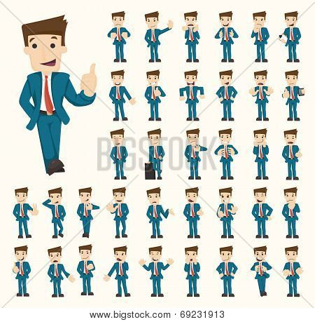 Set Of Businessman Characters Poses