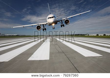 Aircraft Low Over The Runway